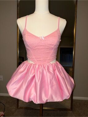 Pink Lace Bustier & Bubble Skirt Set